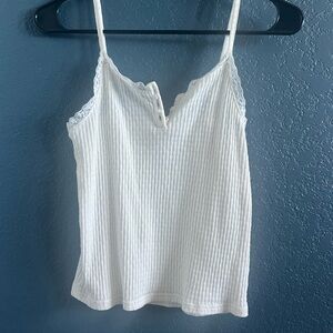 *SOLD* White Lace Trim Ribbed Camisole